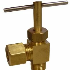 JMF Company 1/4 Comp x 1/8 Mip Angle Needle Valve Lead Free - 4337317 - Hardware